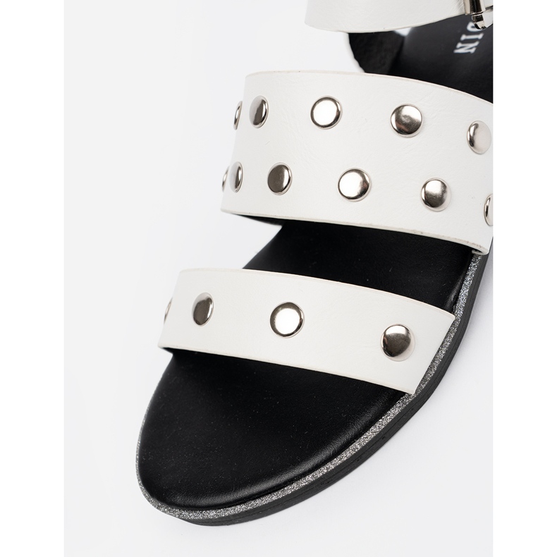 Goodin White studded sandals 1