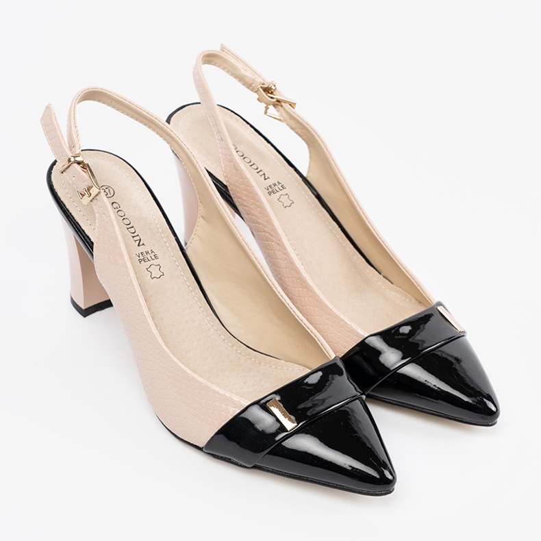 Goodin Beige pumps with an open heel 1