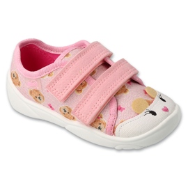 Befado children's slippers 907p165 pink in a teddy bear 1 Befado children's slippers 907p165 pink in a teddy bear 1