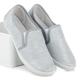 Slip on sneakers with silver thread grey 2