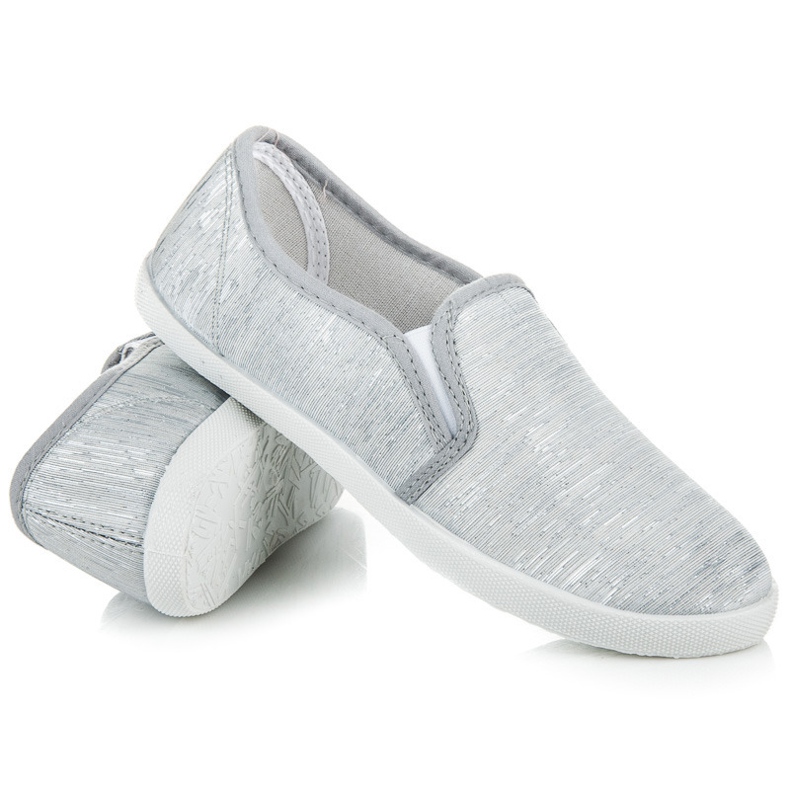 Slip on sneakers with silver thread grey 1