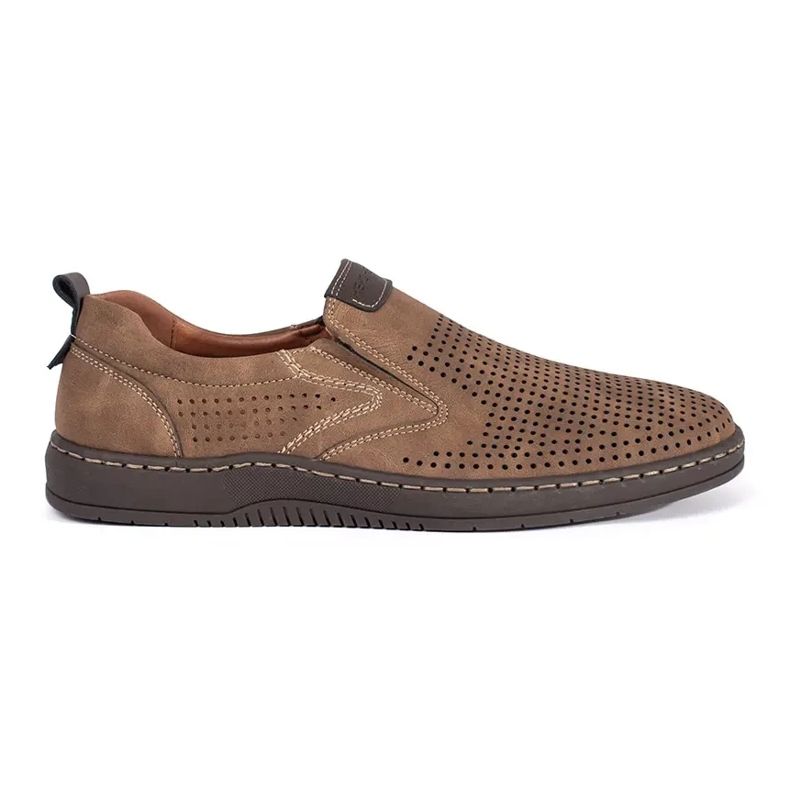 Brown men's openwork loafers 2
