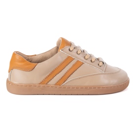 Sneakers Barefoot Women's Kaia Olivier - Anatomical leather shoes cappuccino beige 2 Sneakers Barefoot Women's Kaia Olivier - Anatomical leather shoes cappuccino beige 2