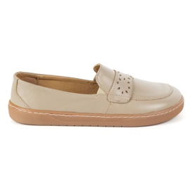 Olivier Women's Barefoot Inga loafers with a wide front Polish dark beige 1