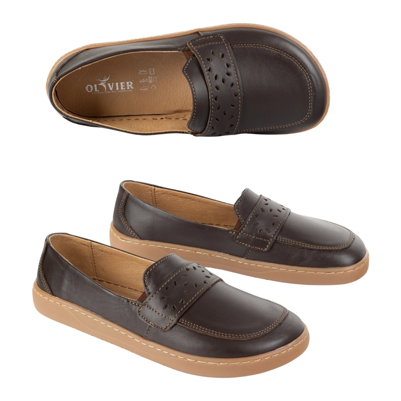 Olivier Women's Barefoot Inga loafers with a wide front Polish dark brown 2 Olivier Women's Barefoot Inga loafers with a wide front Polish dark brown 2