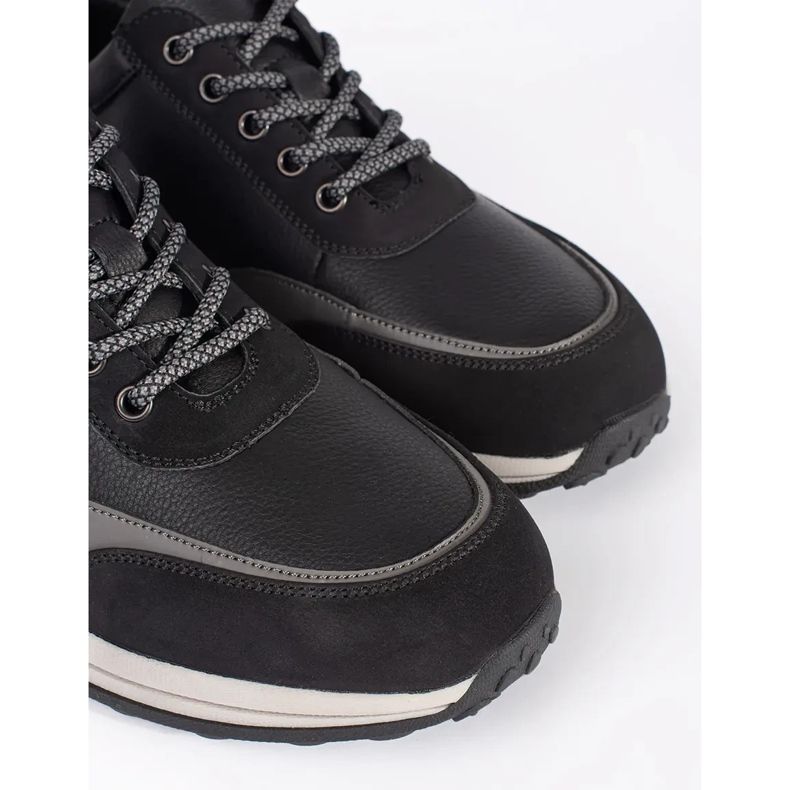 Lace -up men of ecological leather black 1