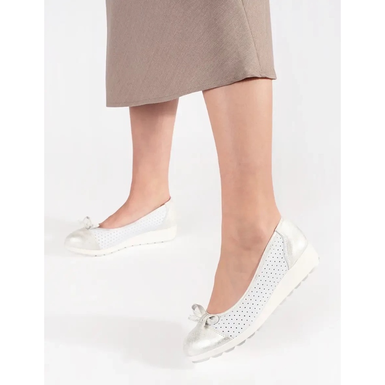 Goodin White and silver women's wedges 2