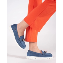 Goodin Suede blue loafers with a chain 2