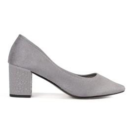 Goodin Gray suede pumps with a nose in a spitz grey 1