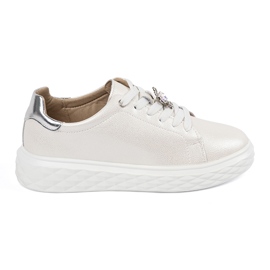 White and silver sneakers with leather pins Sergio Leone 2