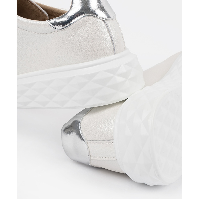 White and silver sneakers with leather pins Sergio Leone 1