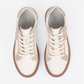 White and beige women's leather sneakers Sergio Leone 2