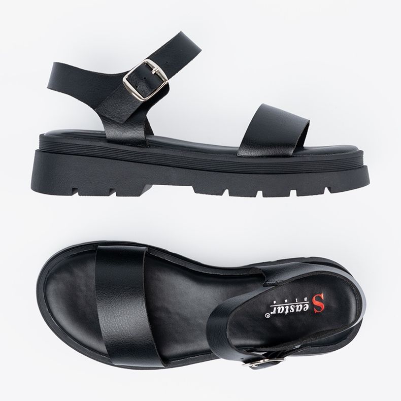 Seastar Women's black sandals on the platform 1