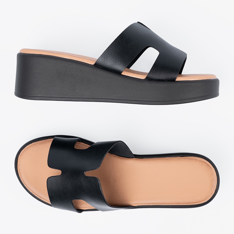 Seastar Women's black platform slippers 1 Seastar Women's black platform slippers 1