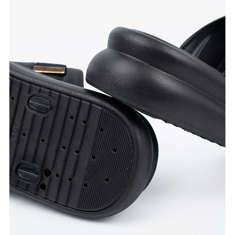 Seastar Slippers with golden buckles on the platform black 1 Seastar Slippers with golden buckles on the platform black 1