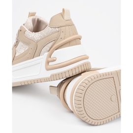 Women's sneakers with lace beige 2