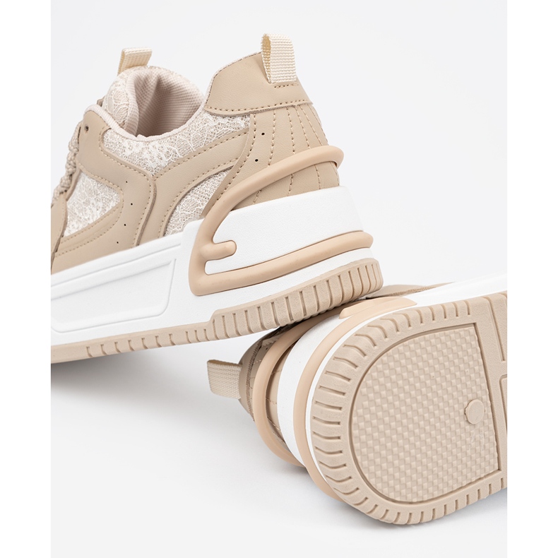 Women's sneakers with lace beige 2 Women's sneakers with lace beige 2