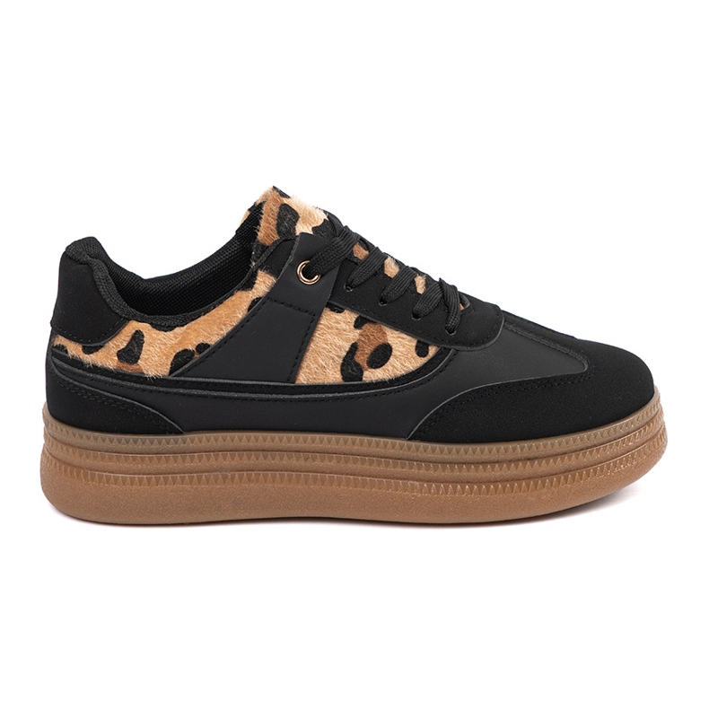 Women's black sneakers with leopard print inserts 2 Women's black sneakers with leopard print inserts 2