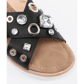 Shelvt Black sandals with decorative studs 1