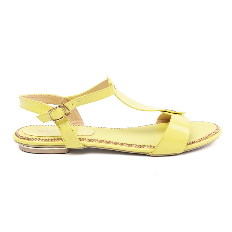 Yellow sandals on a flat sole 1