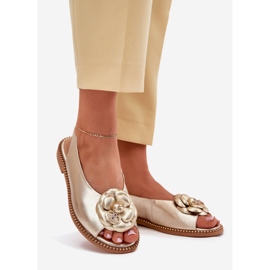 Leather flat sandals with decoration Chebello 4642 gold golden 1