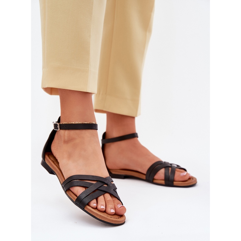 Maciejka 07029-01 leather sandals black 2