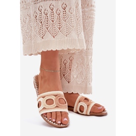 Crochet women's flat heels beige 2