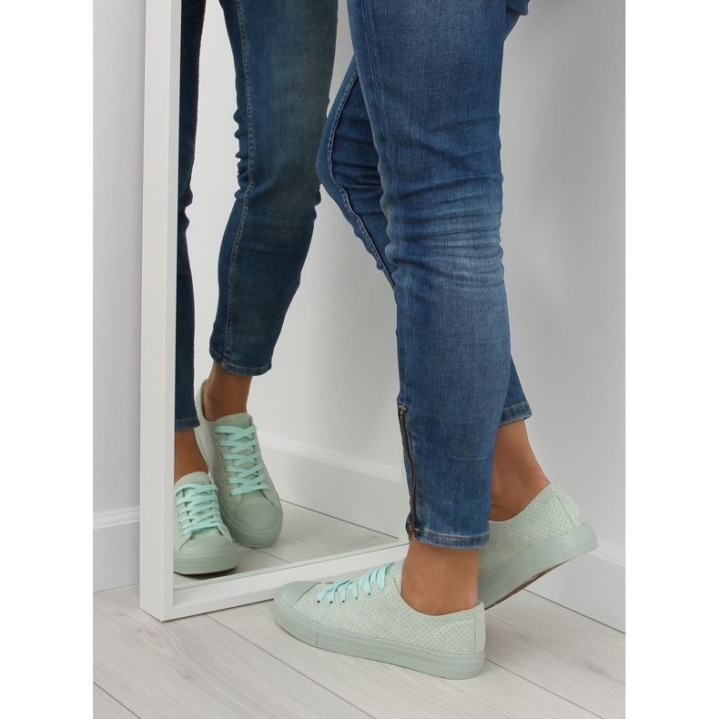 Green G-94 Green suede women's sneakers 1