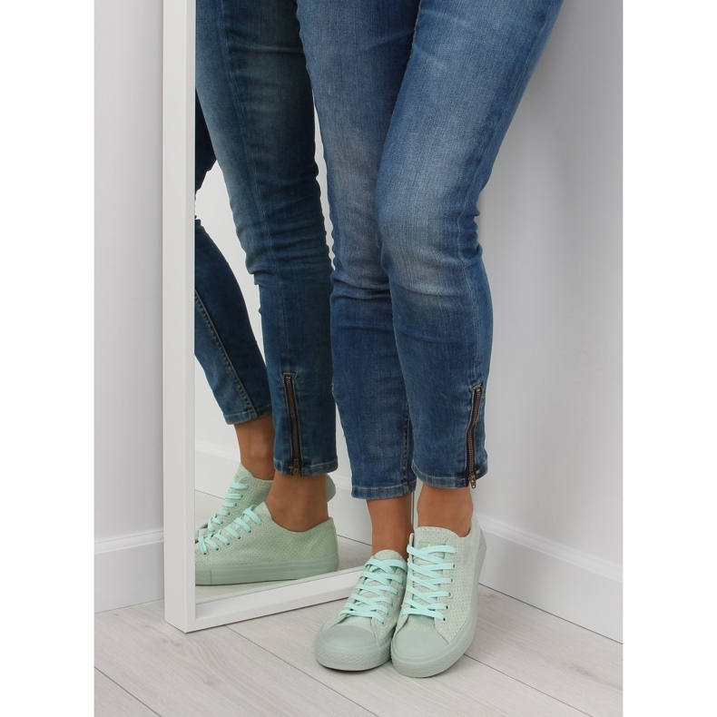 Green G-94 Green suede women's sneakers 2