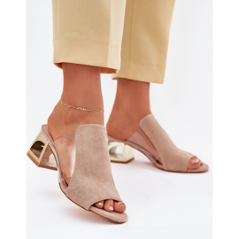 Women's slippers on a golden post beige 2