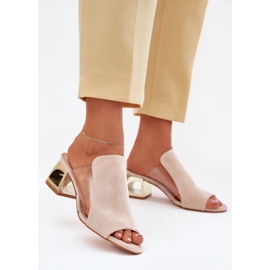 Women's flip flops on the golden pillar light beige 2