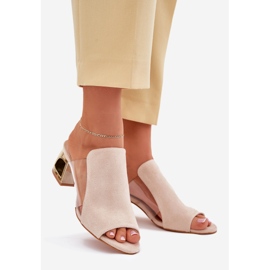 Women's flip flops on the golden pillar light beige 1