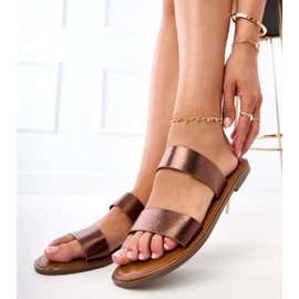 Brown women's slippers with stripes 2 Brown women's slippers with stripes 2