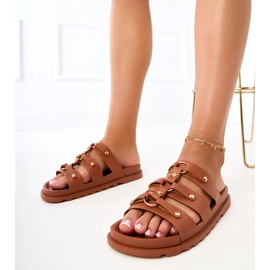Brown Roman flip -flops with studs 1