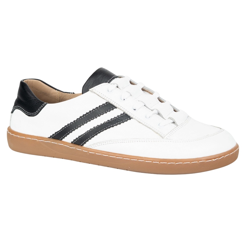 Sneakers Barefoot Women's Kaia Olivier white leather shoes with black 1 Sneakers Barefoot Women's Kaia Olivier white leather shoes with black 1