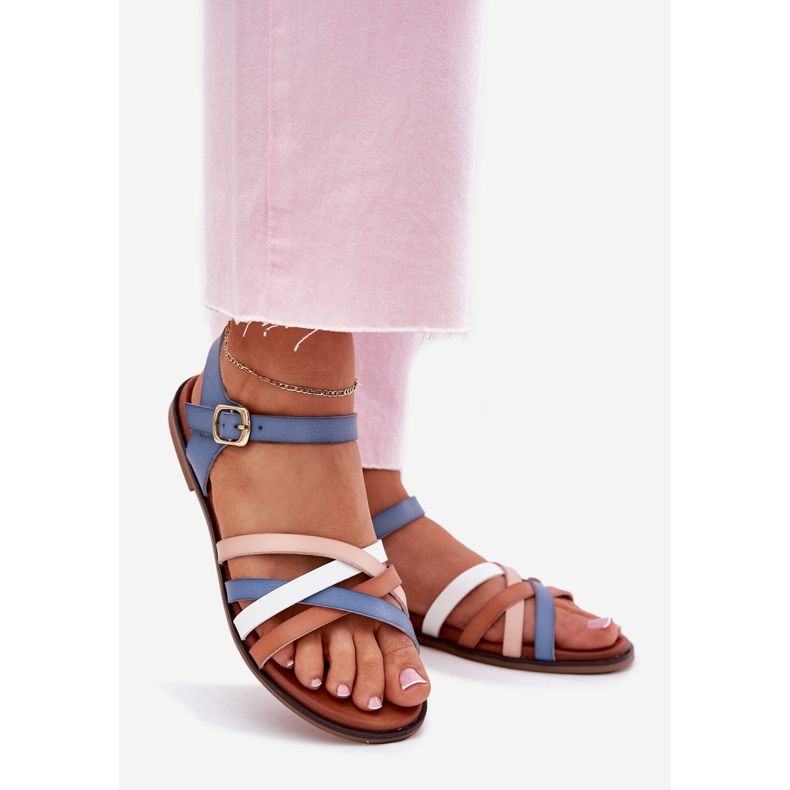 Women's sandals with Sergio Leone SK090H Blue strips 1 Women's sandals with Sergio Leone SK090H Blue strips 1