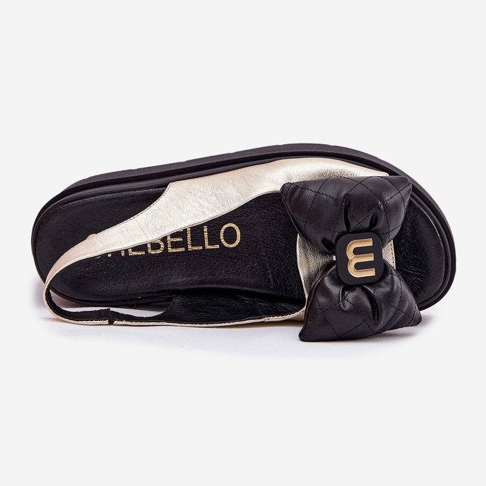 CheBello Women's leather sandals on the platform with cheello 4641 gold and black golden 2