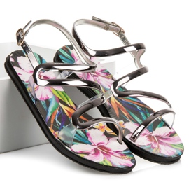 Vinceza Sandals fastened with a buckle grey 1