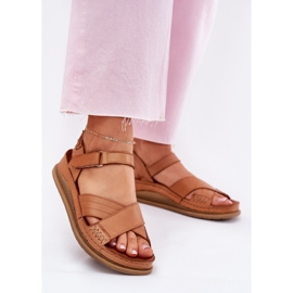 Women's leather sandals on the platform maciejka L7064-04 brown 2