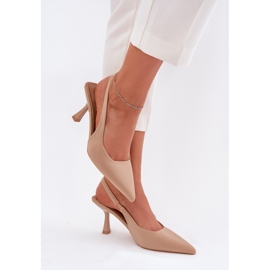 Women's sandals on the high heel beige 2