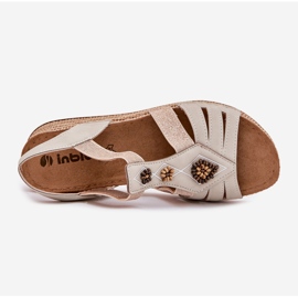 Women's wedge sandals with inblu RV000015 decorations beige 2