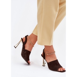Suede sandals on a high heel with a decorative Chebello 4440 chocolate bracelet brown 2 Suede sandals on a high heel with a decorative Chebello 4440 chocolate bracelet brown 2