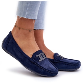 Women's fashionable eco-part navy blue loafers 5 Women's fashionable eco-part navy blue loafers 5