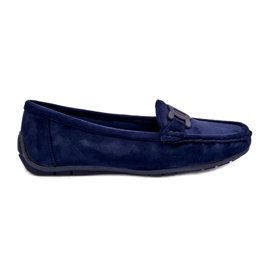 Women's fashionable eco-part navy blue loafers 2 Women's fashionable eco-part navy blue loafers 2