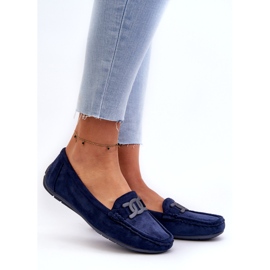 Women's fashionable eco-part navy blue loafers 1 Women's fashionable eco-part navy blue loafers 1