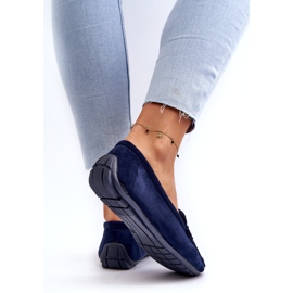 Women's fashionable eco-part navy blue loafers 4 Women's fashionable eco-part navy blue loafers 4