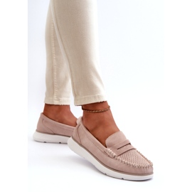 Suede loafers on the Sergio Leone SP012 beige platform 4