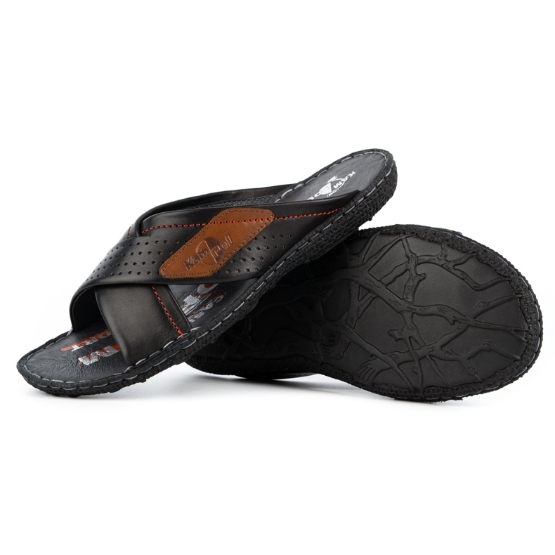 Kampol Men's leather slippers 216KAM black 5 Kampol Men's leather slippers 216KAM black 5
