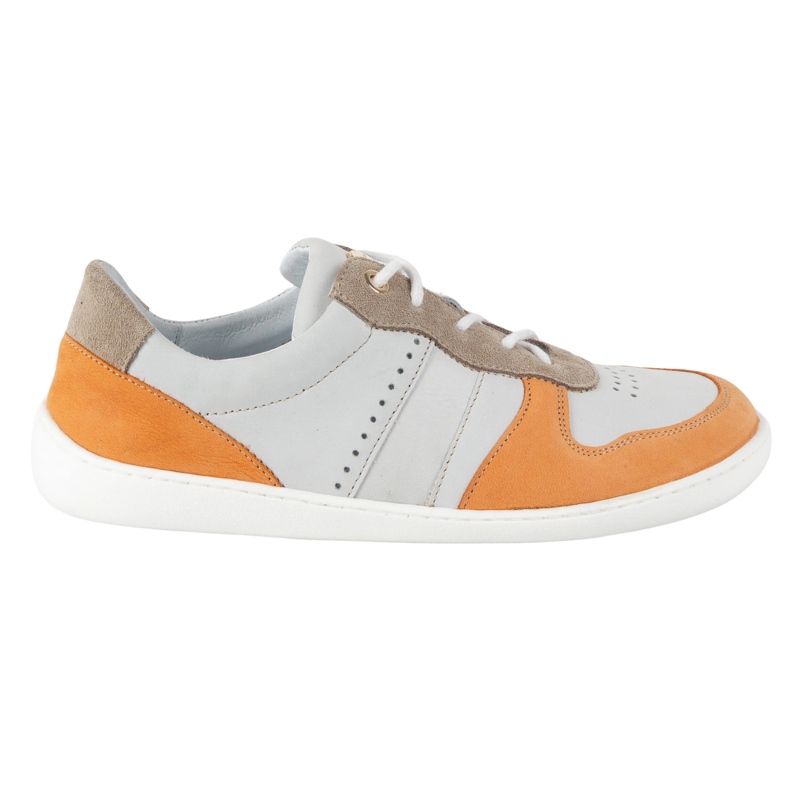 Barefoot leather shoes Olivier 1773pol - light minimalist gray with orange sneakers grey 1