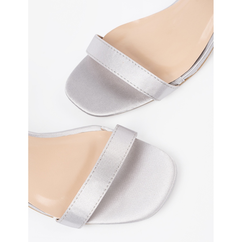 Silver low -heeled sandals grey 2
